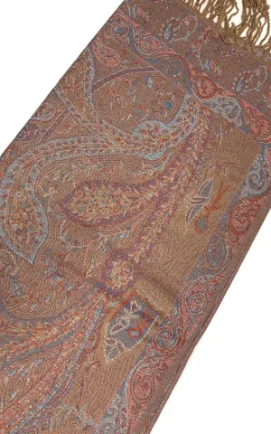 1022 Camel Paisley Print Pashmina Scarf