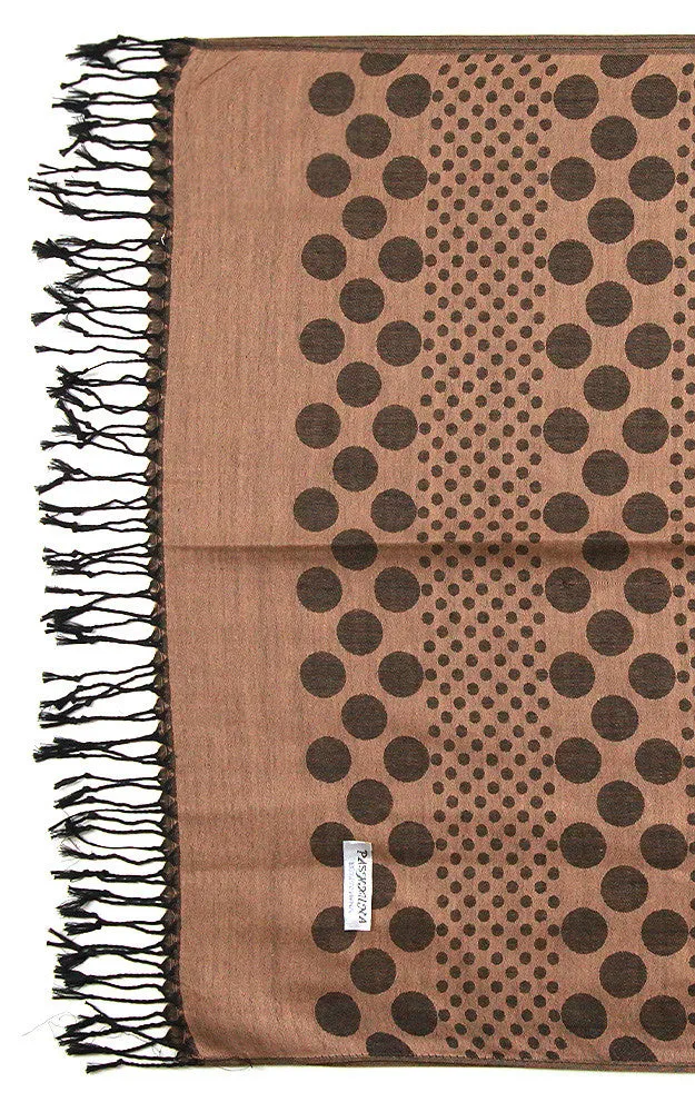 21105 Camel Polka Dot Print Pashmina