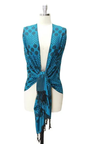 21105 Turquoise Polka Dot Print Pashmina