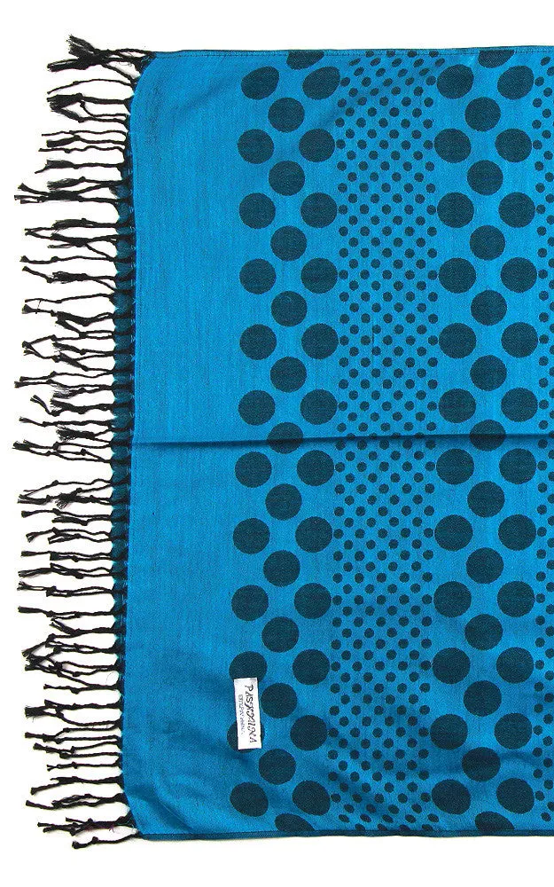 21105 Turquoise Polka Dot Print Pashmina