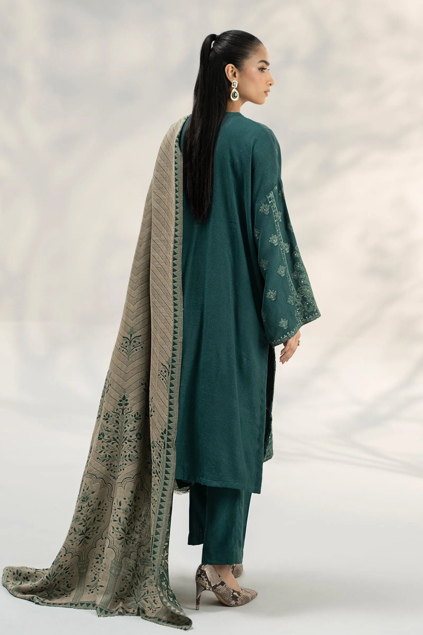 3 Piece Embroidered Pashmina Wool Suit | DW-W24-14