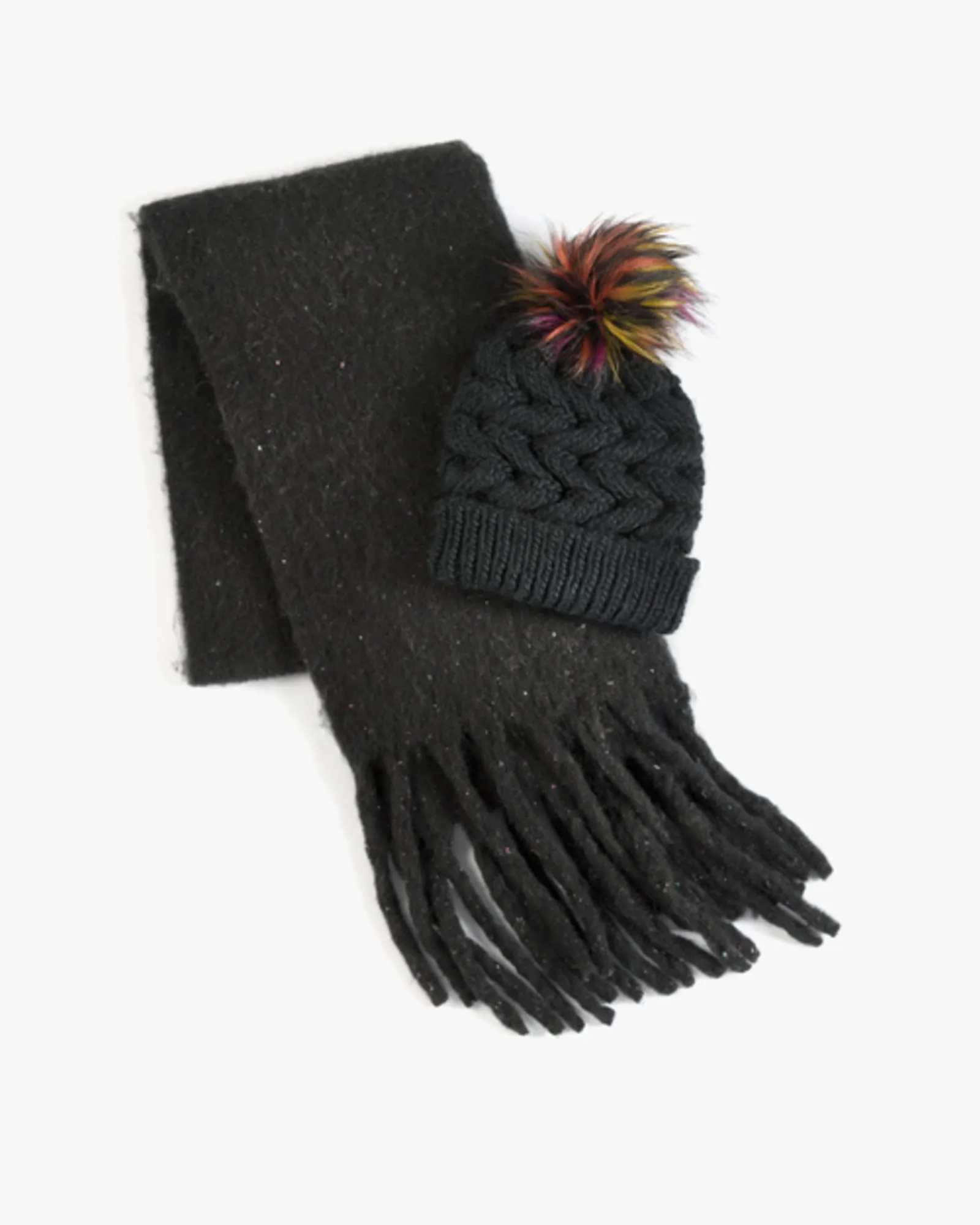 Adriane Scarf and Hat Set | Black