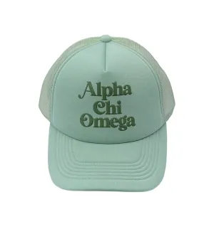 Alpha Chi Omega Baseball Cap, Mesh Trucker-Style Hat