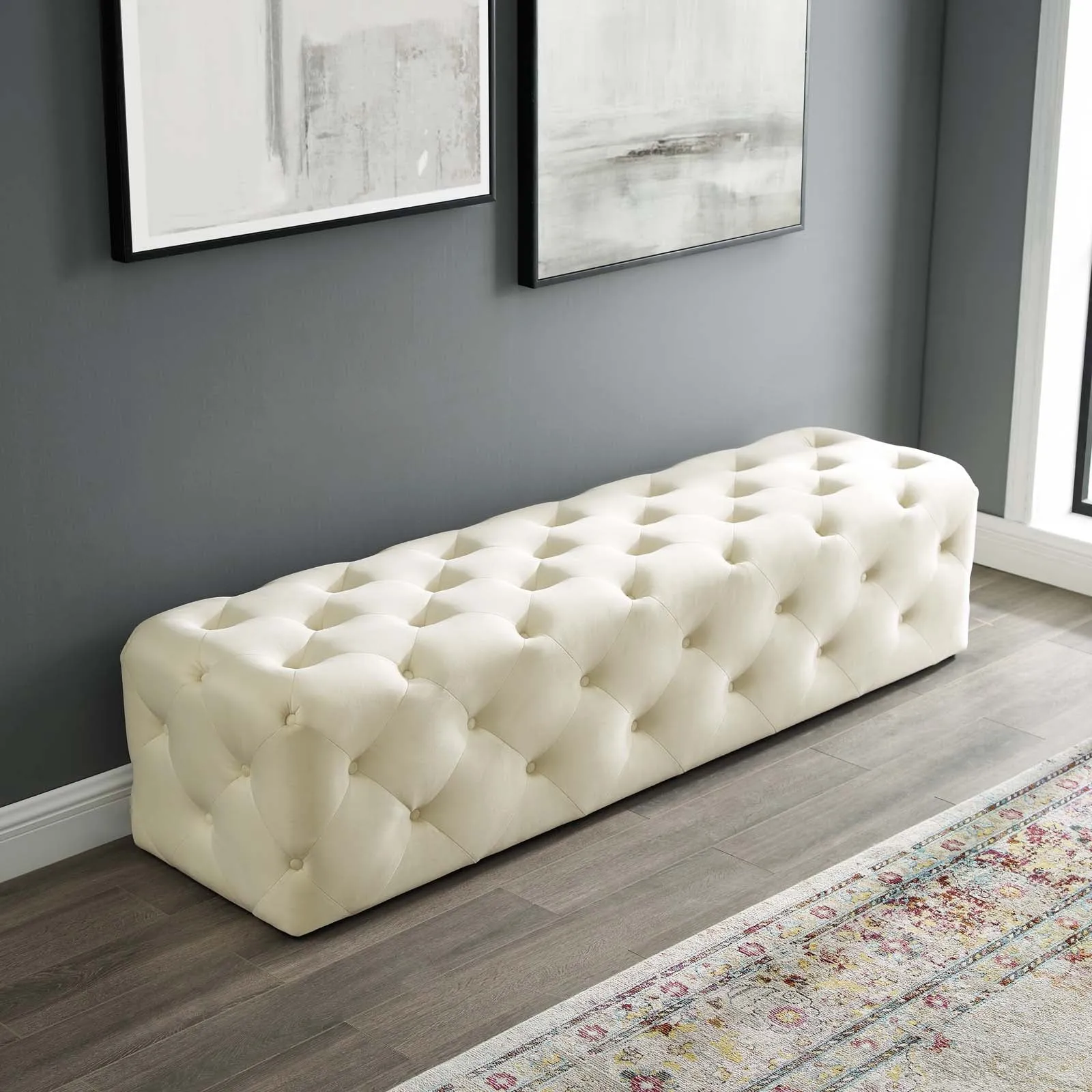 Amour 72" Tufted Button Entryway Performance Velvet Bench by Modway