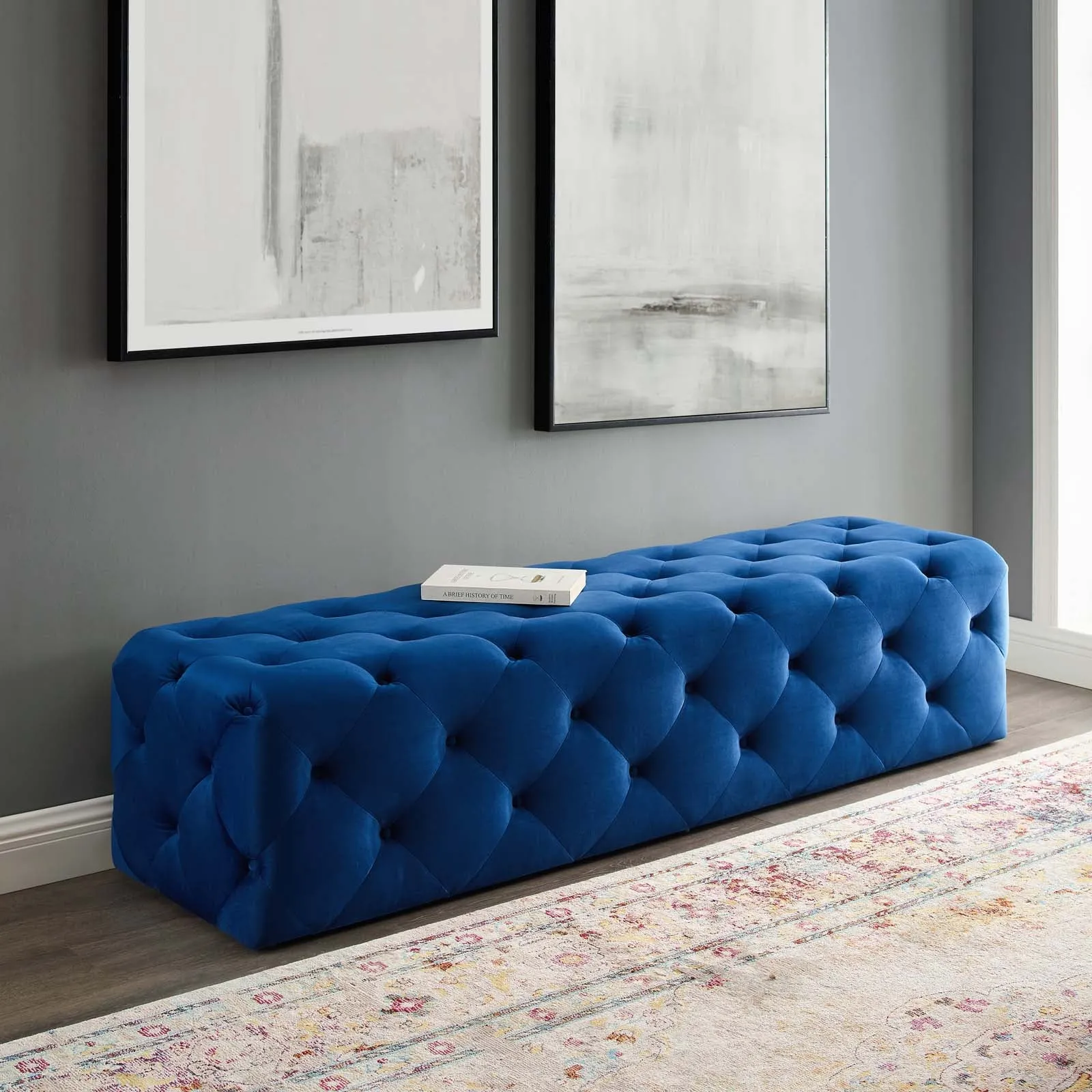 Amour 72" Tufted Button Entryway Performance Velvet Bench by Modway