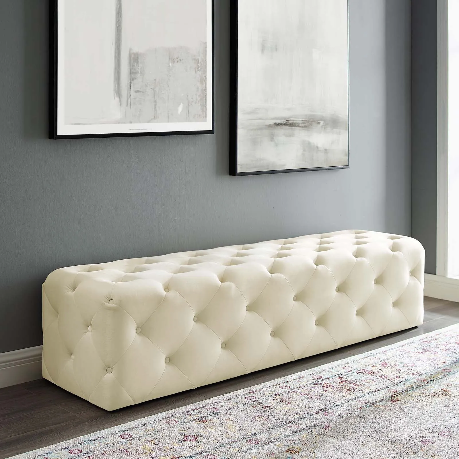 Amour 72" Tufted Button Entryway Performance Velvet Bench by Modway