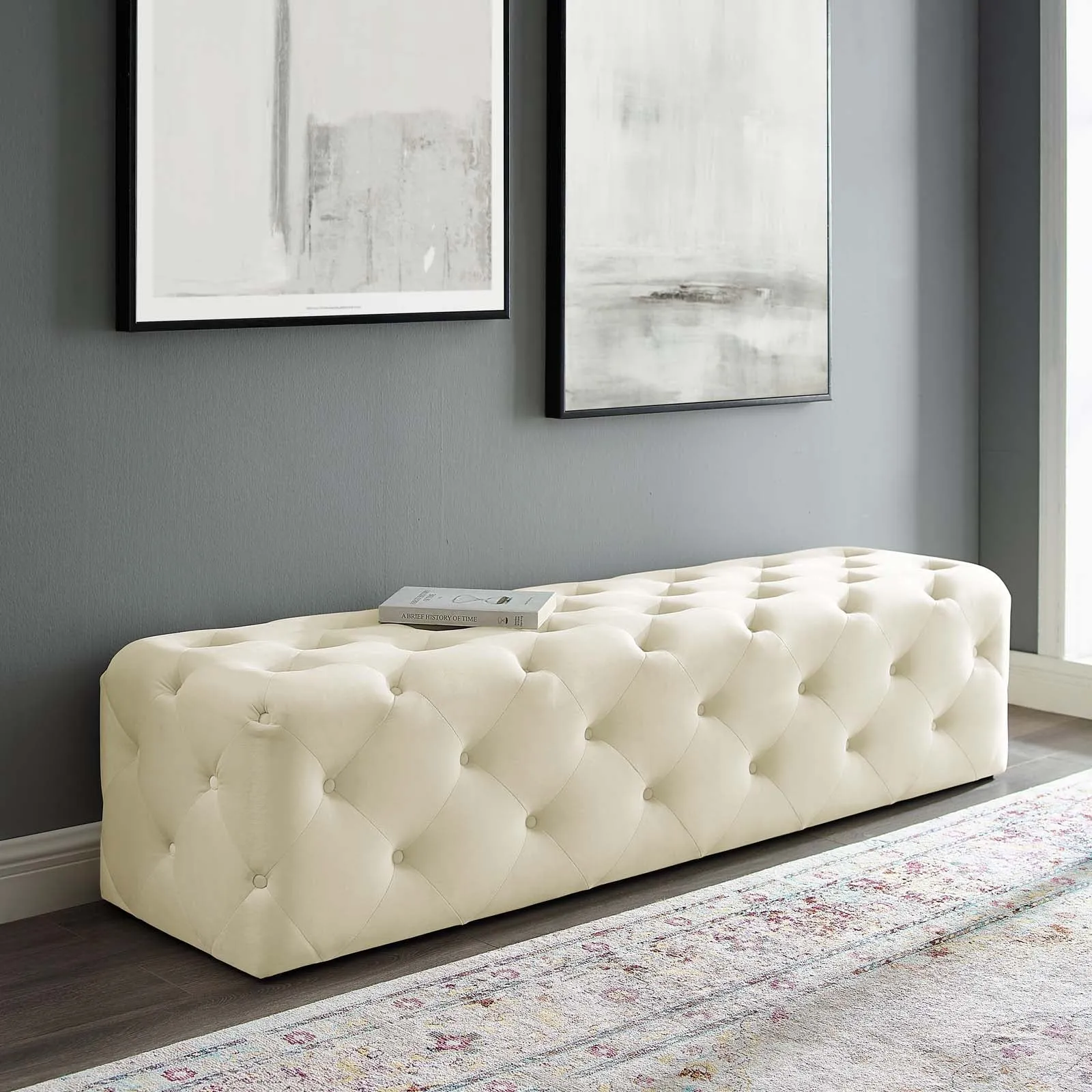 Amour 72" Tufted Button Entryway Performance Velvet Bench by Modway