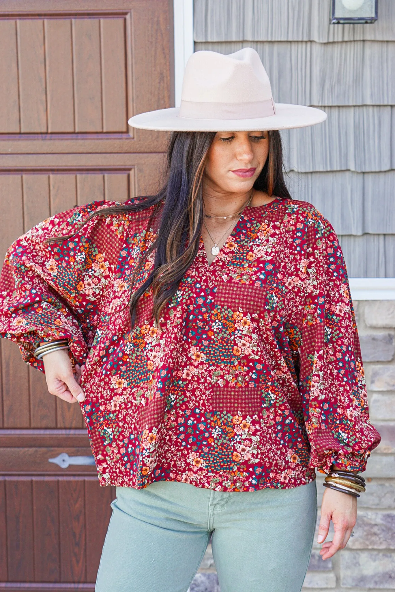 Autumn Adventures Rust Floral Top