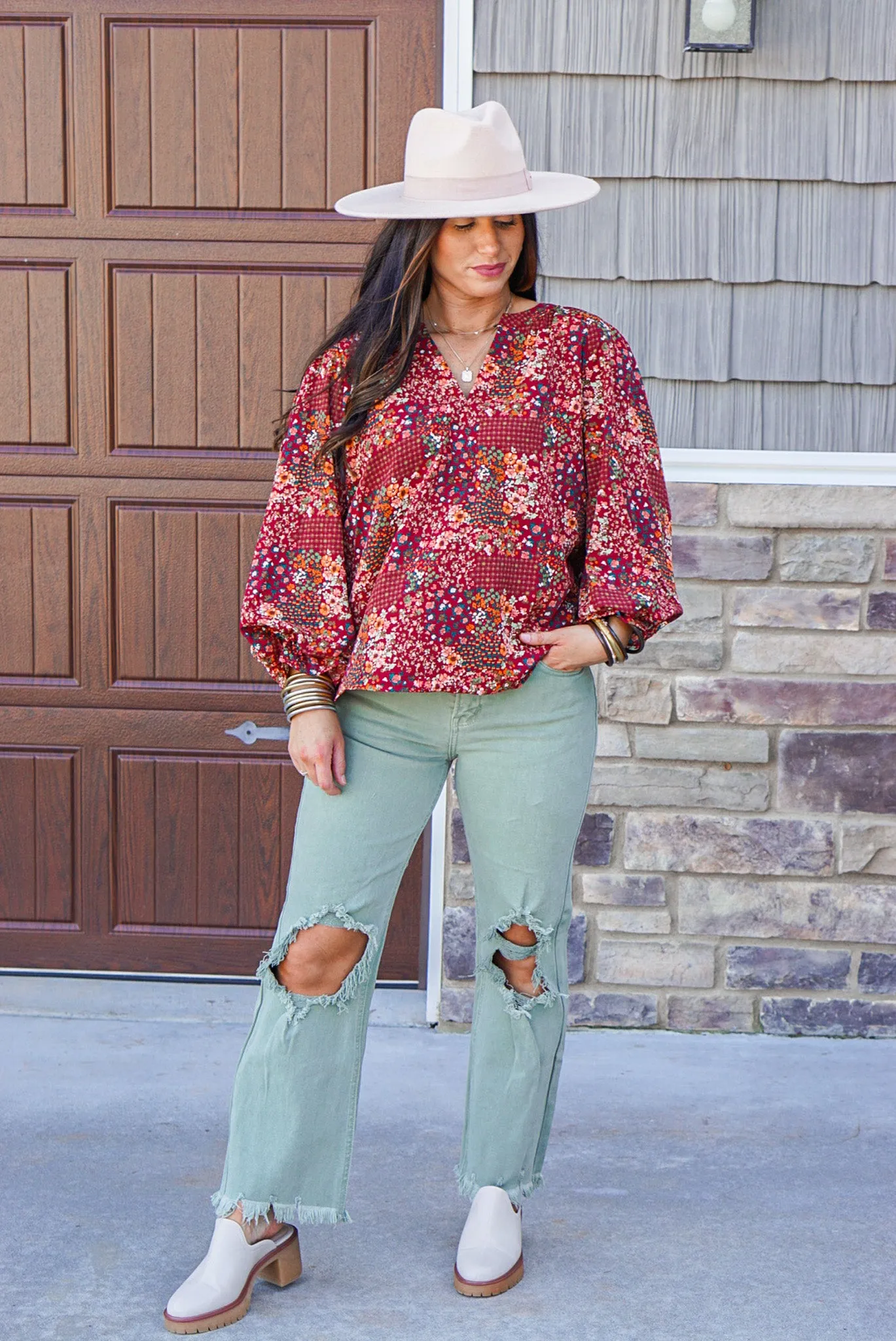 Autumn Adventures Rust Floral Top