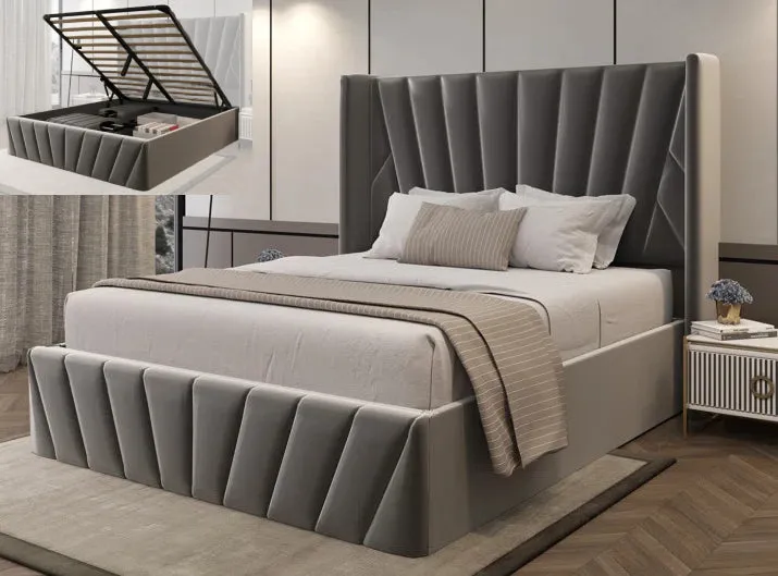 Baylee Lift-up Storage Bed in Grey