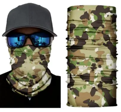 BLOTCHED GREEN CAMOUFLAGE MULTI FUNCTION SEAMLESS BANDANA WRAP