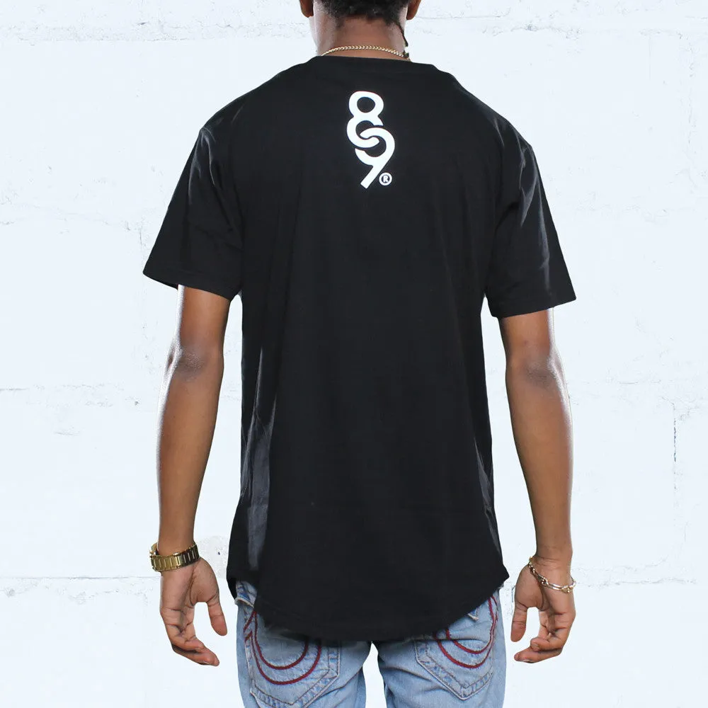 Blow Curved Hem T Shirt Black