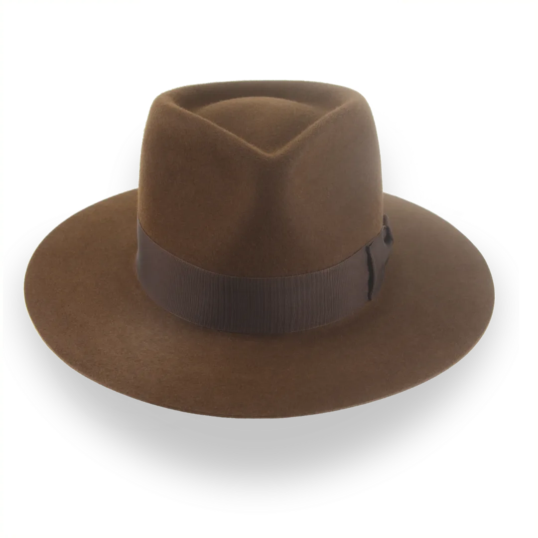 Brown Flat Brim Rancher Fedora in Durable Fur Felt | The Discoverer