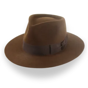 Brown Flat Brim Rancher Fedora in Durable Fur Felt | The Discoverer