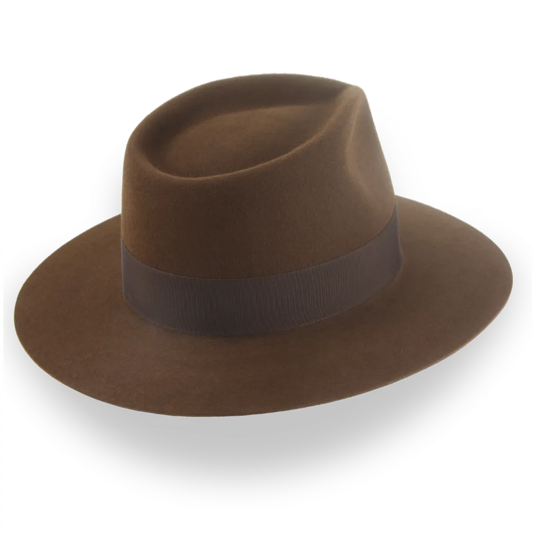 Brown Flat Brim Rancher Fedora in Durable Fur Felt | The Discoverer