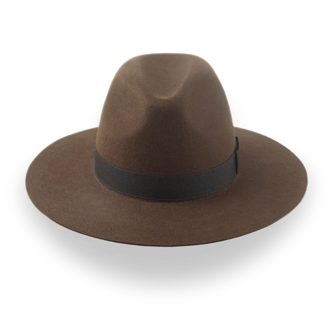 Brown Wide Brim Rancher Fedora Hat in Durable Fur Felt | The Crown