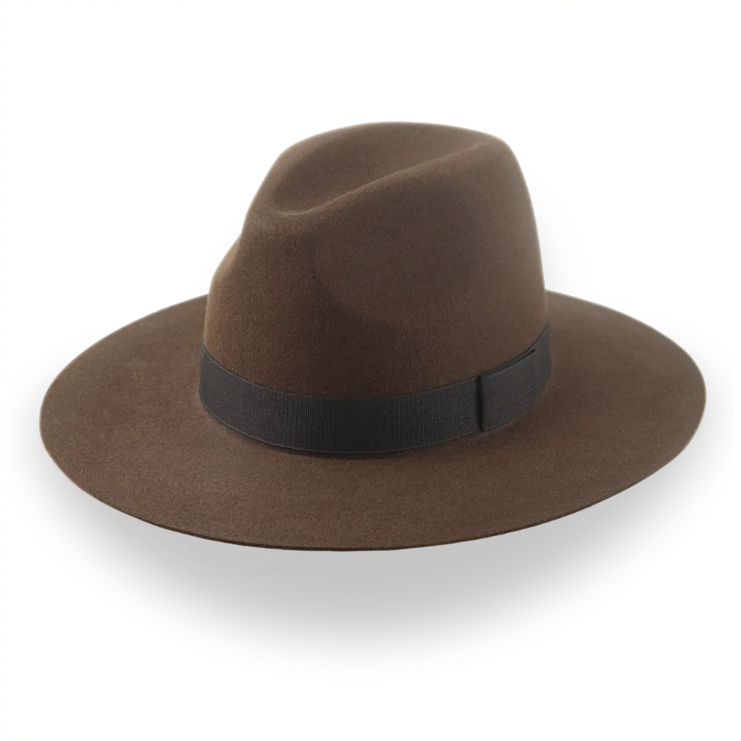 Brown Wide Brim Rancher Fedora Hat in Durable Fur Felt | The Crown