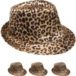 cheetah print fedrora hat Case of 72