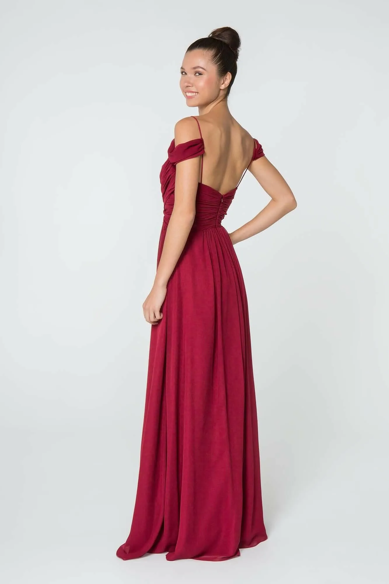 Chiffon Ruched Sweetheart Long Bridesmaid Dress GLGL2824