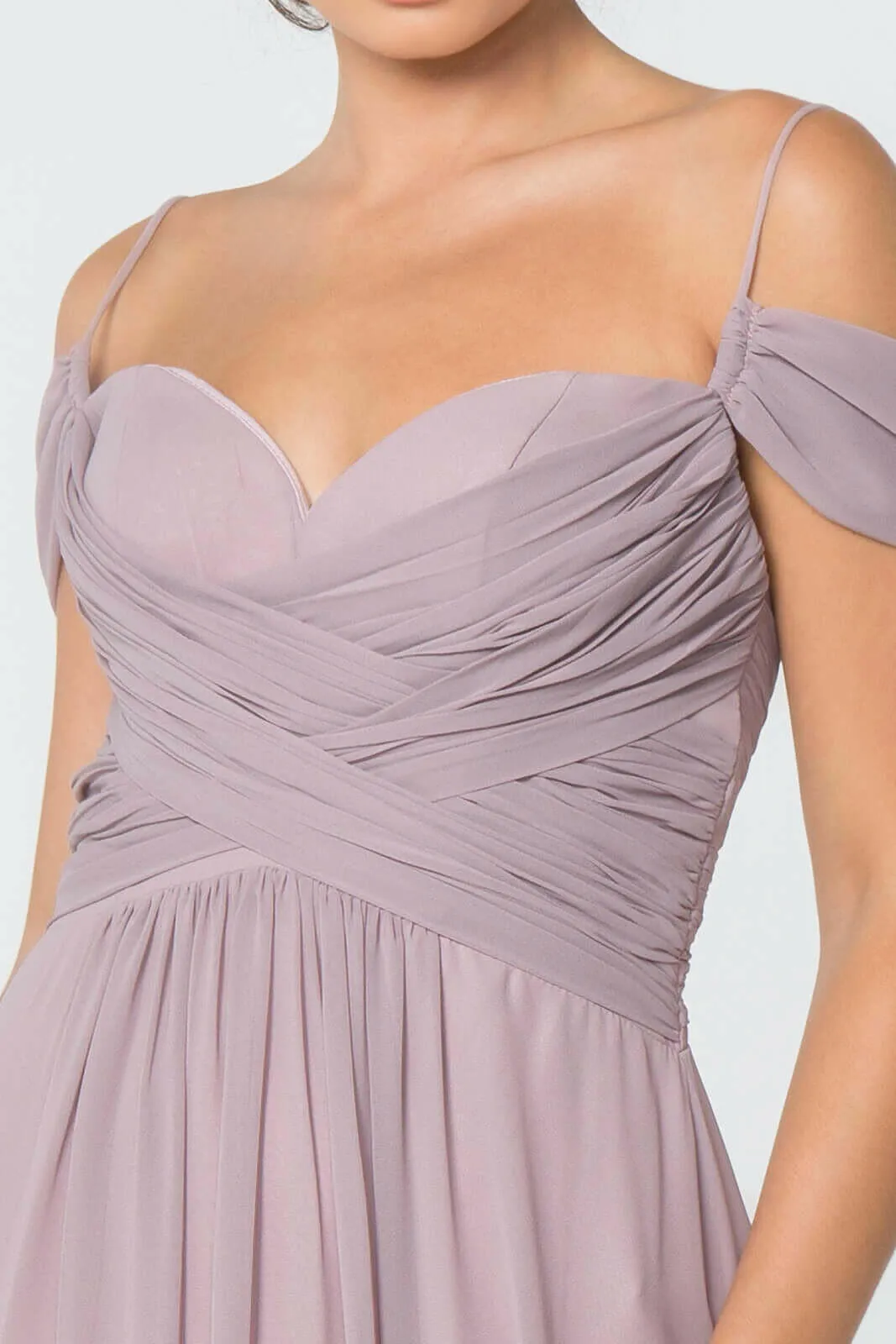 Chiffon Ruched Sweetheart Long Bridesmaid Dress GLGL2824