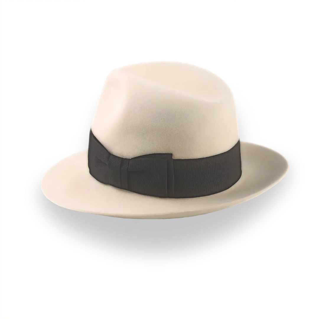 Classic Center Dent Fedora Hat in Cream Fur Felt  | The Caliber