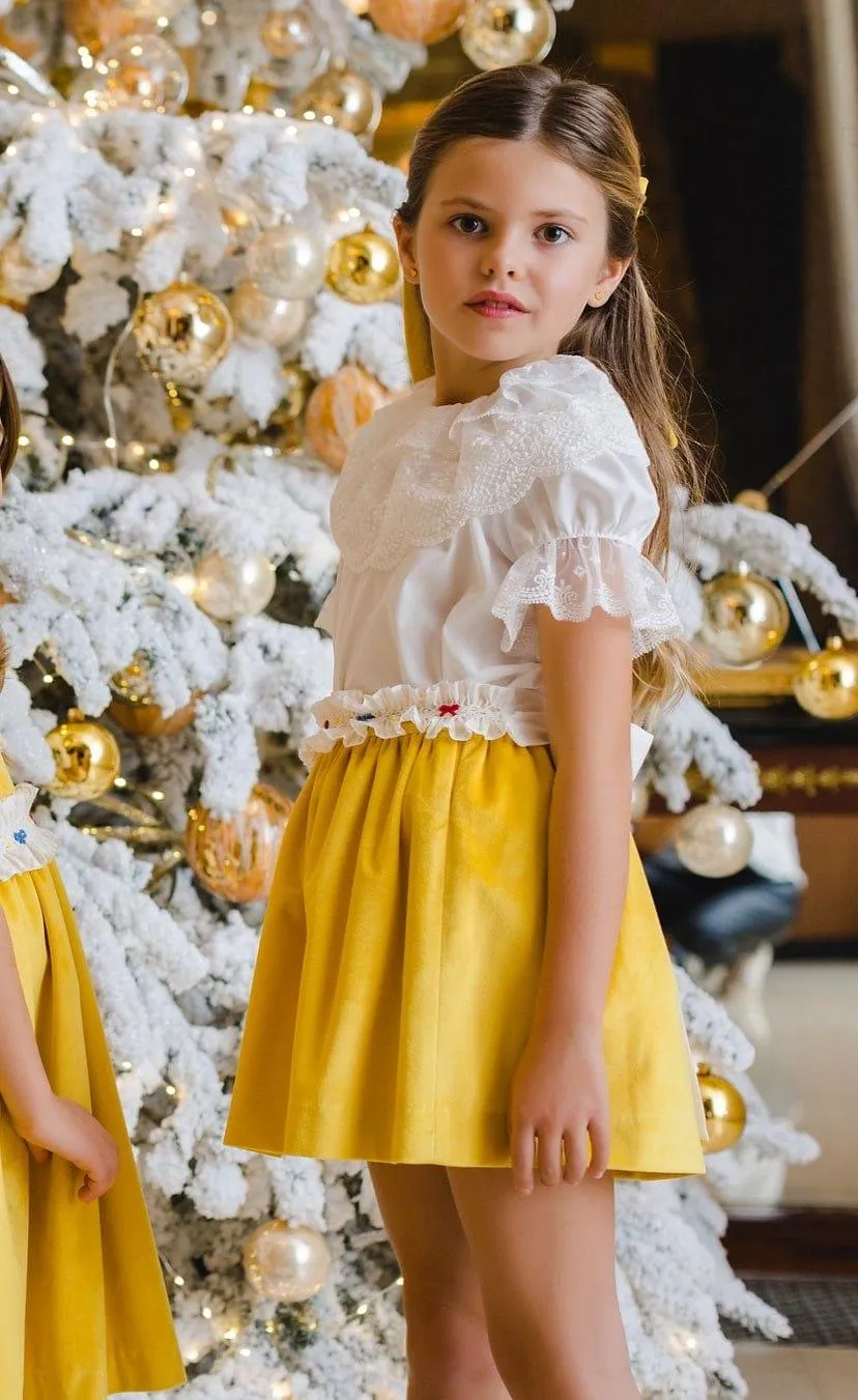 CLEARANCE DEAL - Sal & Pimenta - Golden Velvet Smocked Skirt Set