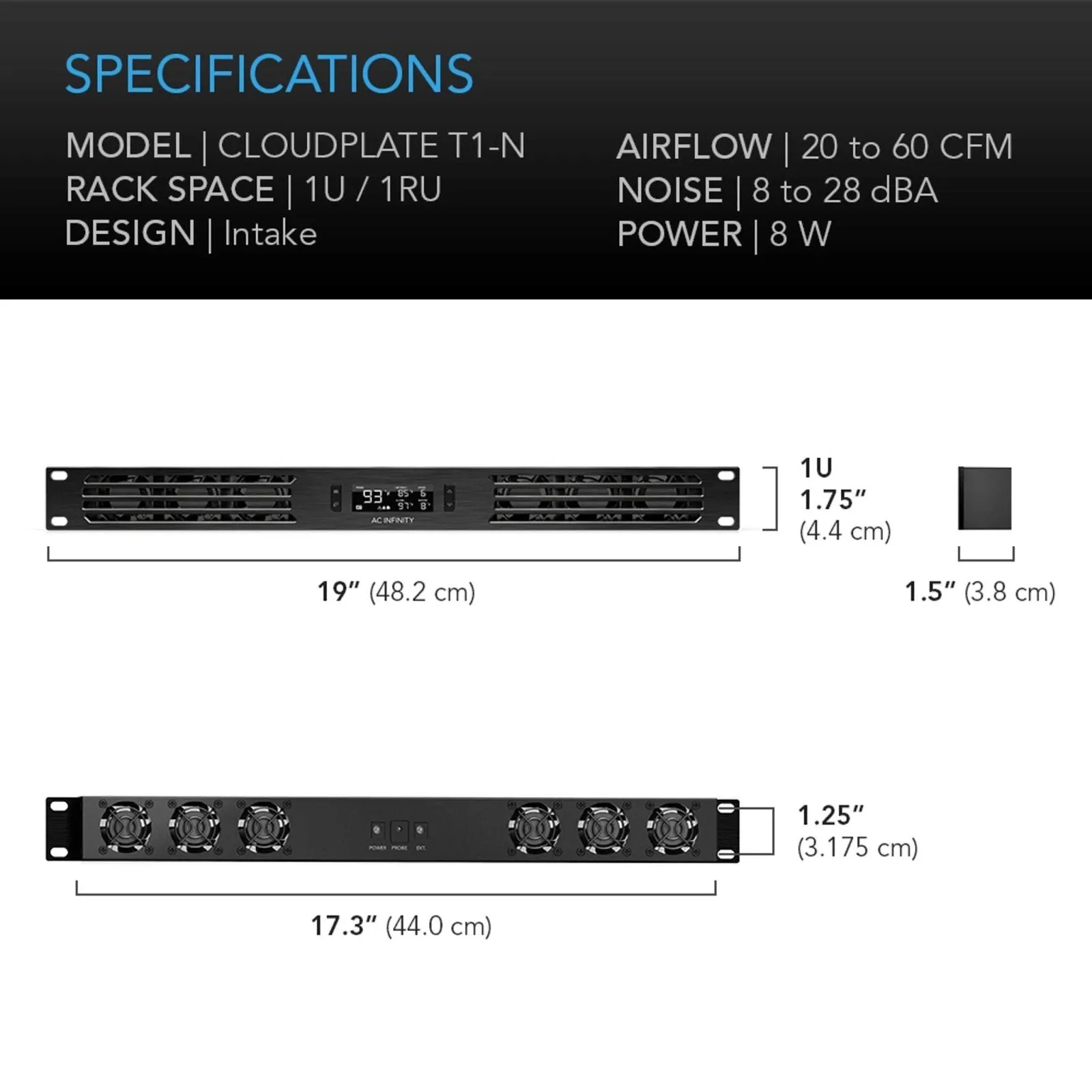 Cloudplate T1-N, Rack Cooling Fan System, 1U