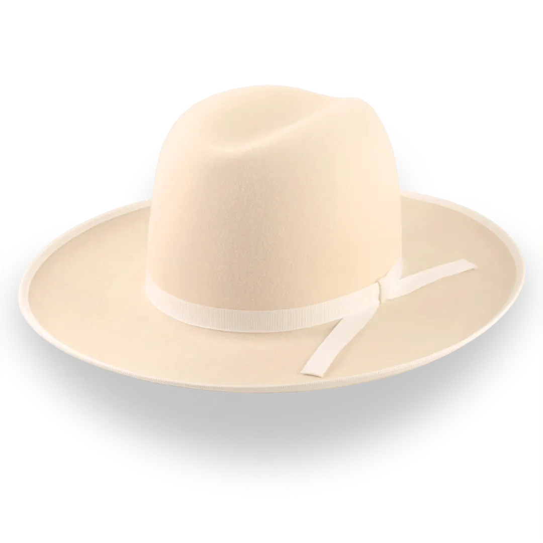 Cream Wide Brim Western Fedora Hat in Malleable Fur Felt | The Wayfarer