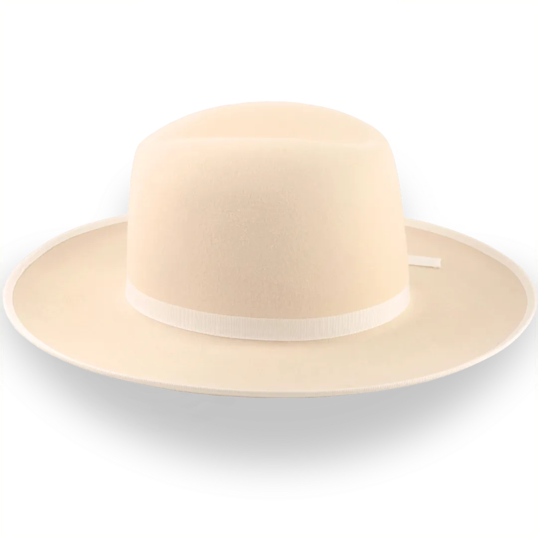 Cream Wide Brim Western Fedora Hat in Malleable Fur Felt | The Wayfarer