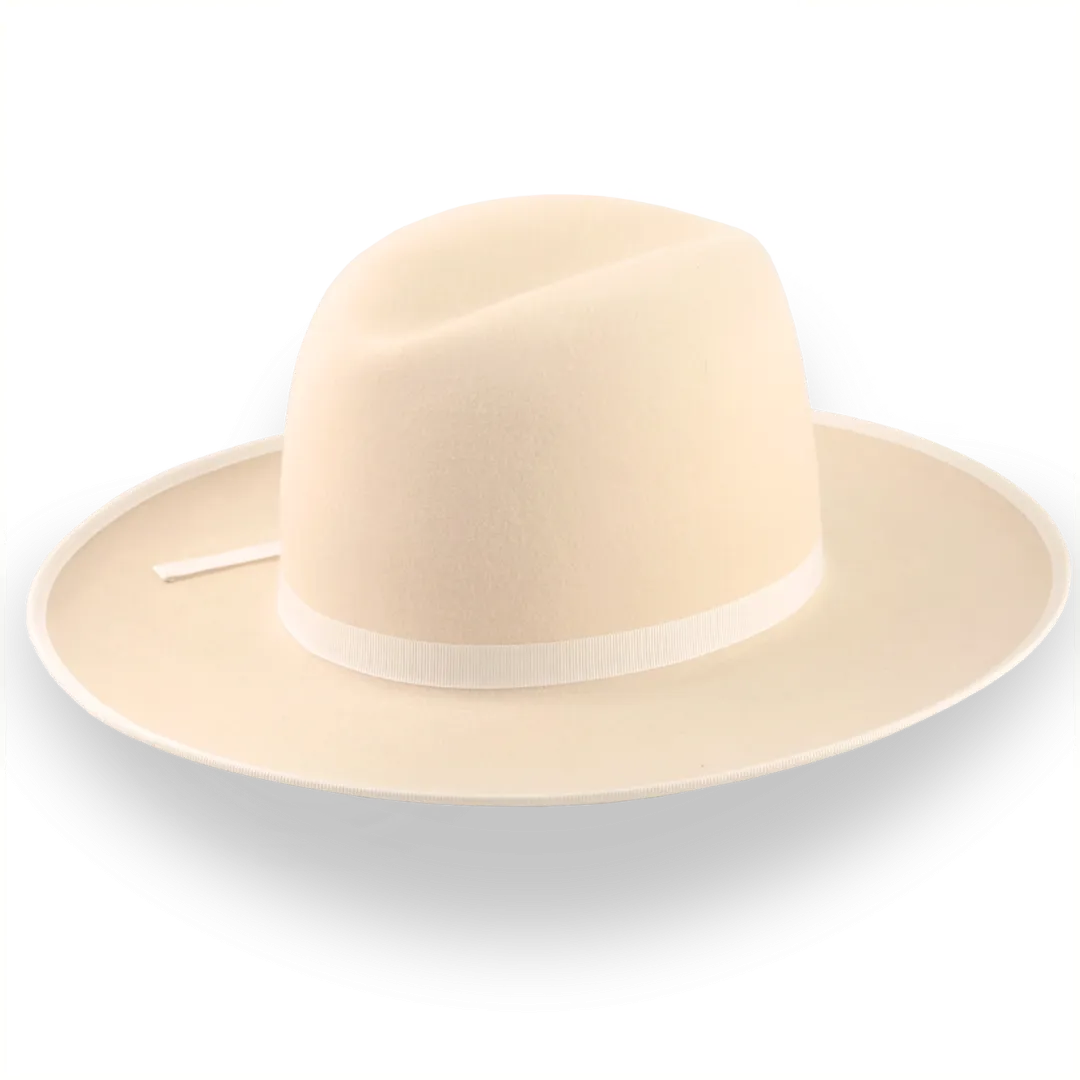 Cream Wide Brim Western Fedora Hat in Malleable Fur Felt | The Wayfarer