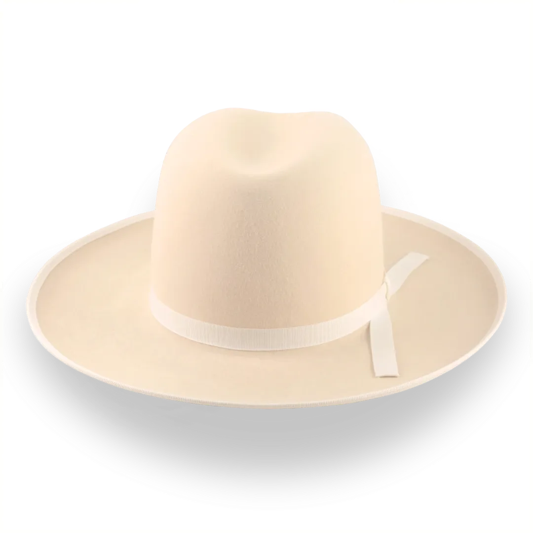 Cream Wide Brim Western Fedora Hat in Malleable Fur Felt | The Wayfarer