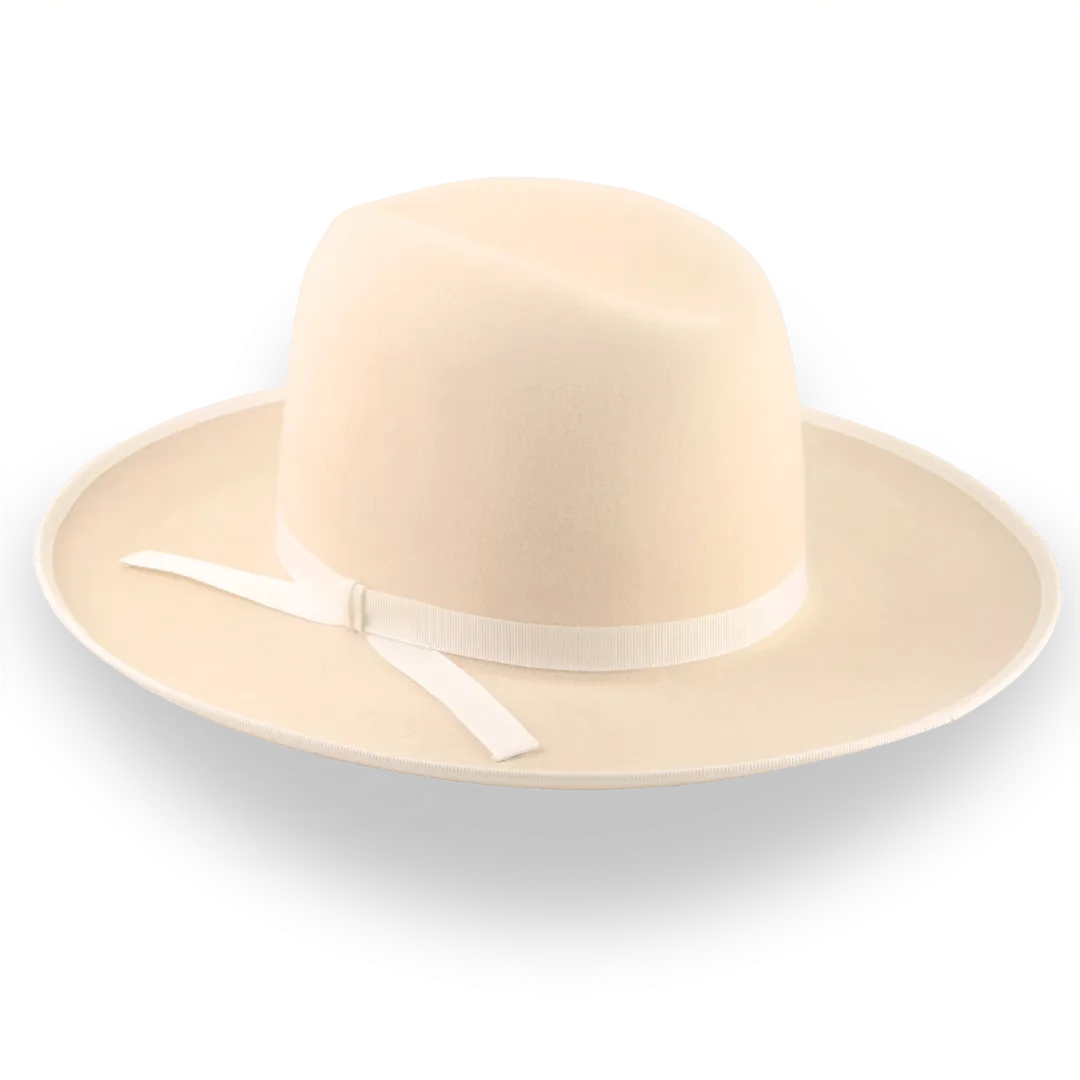 Cream Wide Brim Western Fedora Hat in Malleable Fur Felt | The Wayfarer