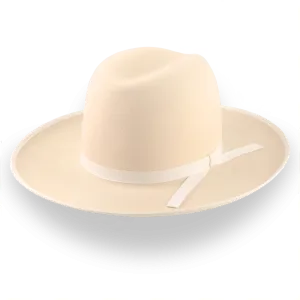 Cream Wide Brim Western Fedora Hat in Malleable Fur Felt | The Wayfarer