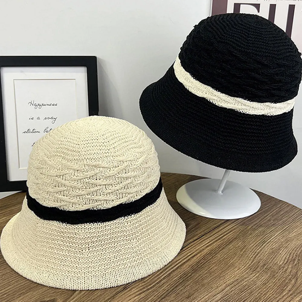 Crochet Bucket Hat Knit Fishing Hat Floppy Sun Hat Outdoor Packable Travel Beach Hat YZB0210