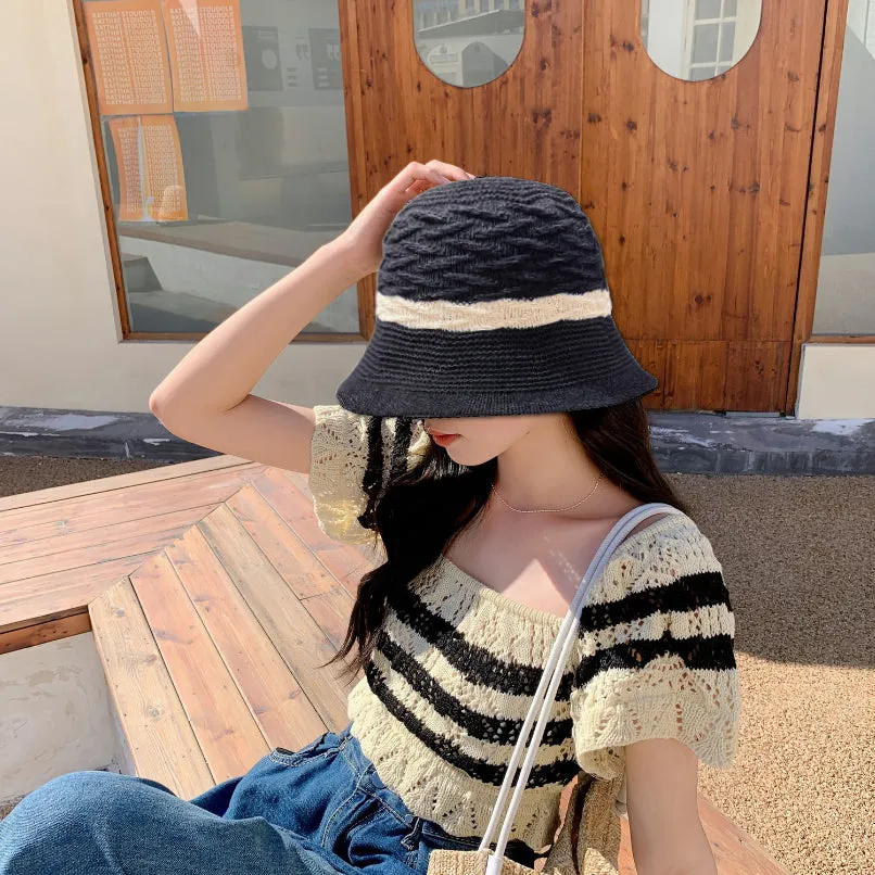 Crochet Bucket Hat Knit Fishing Hat Floppy Sun Hat Outdoor Packable Travel Beach Hat YZB0210