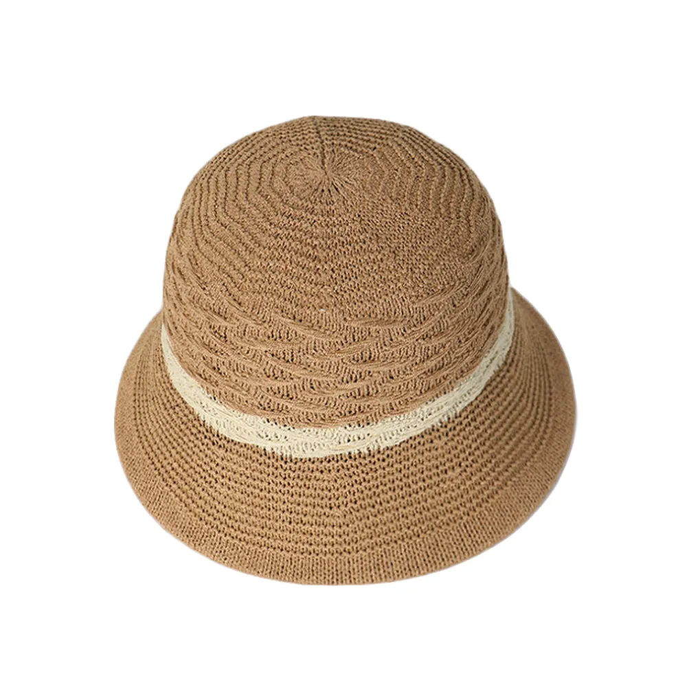 Crochet Bucket Hat Knit Fishing Hat Floppy Sun Hat Outdoor Packable Travel Beach Hat YZB0210