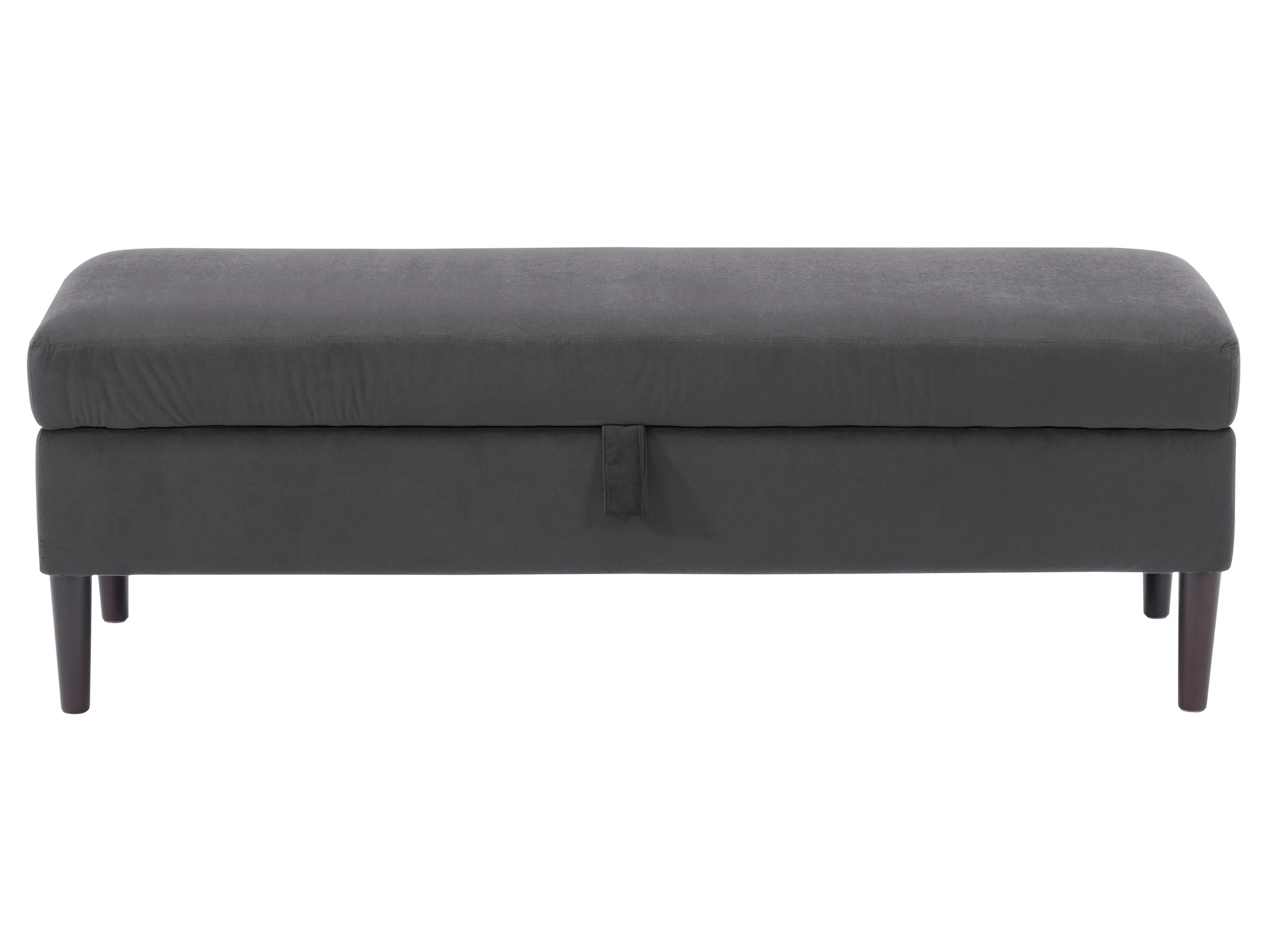 Dark Grey Velvet Storage Ottoman