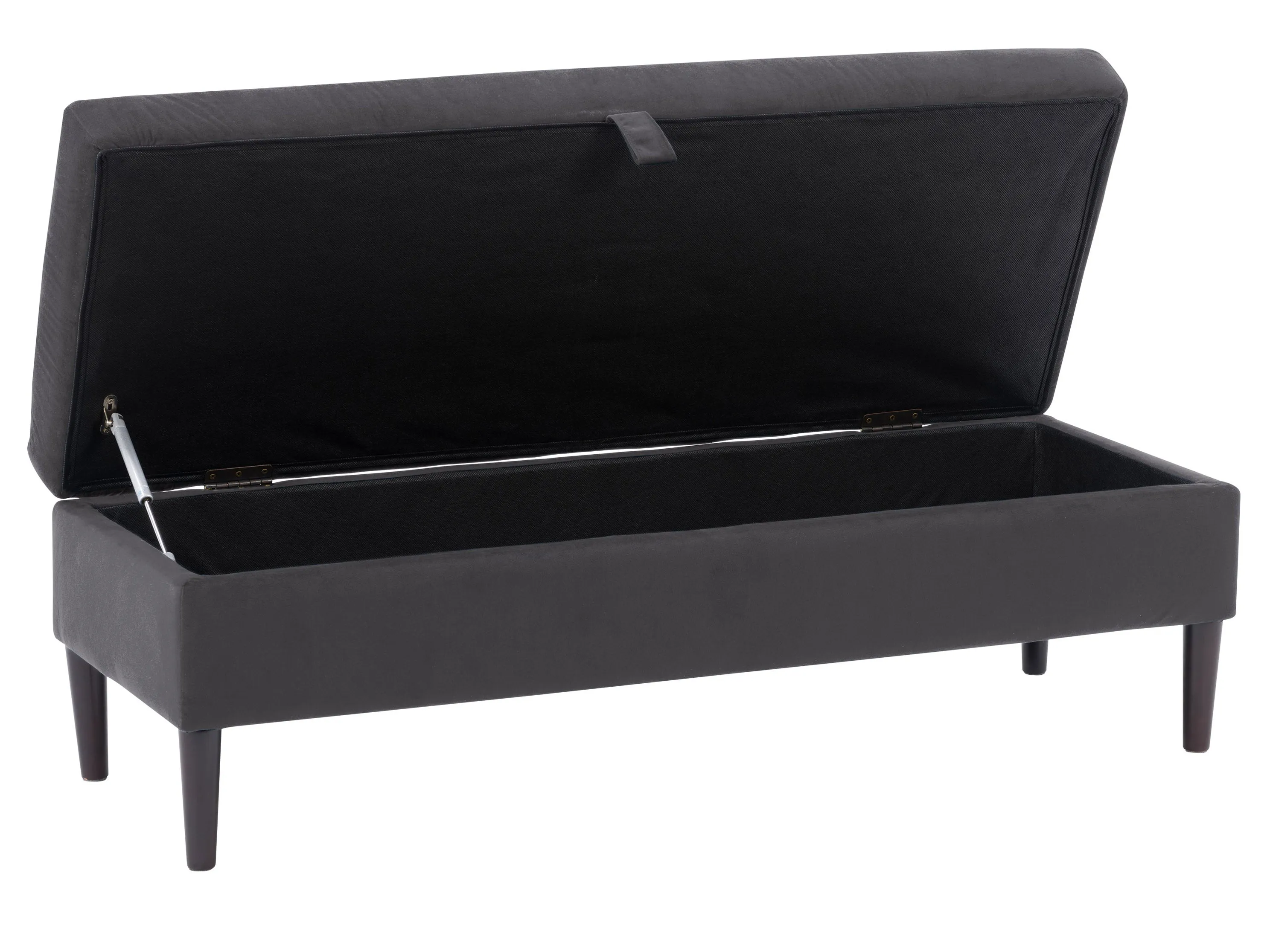 Dark Grey Velvet Storage Ottoman