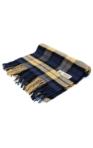 DBS030 Cashmere Feel scarves Plaid Navy Camel 12pcs Pack