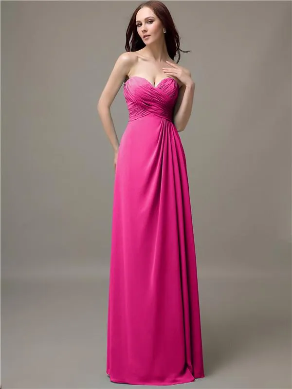 Elegant Sweetheart Chiffon A-line Long Bridesmaid Dresses