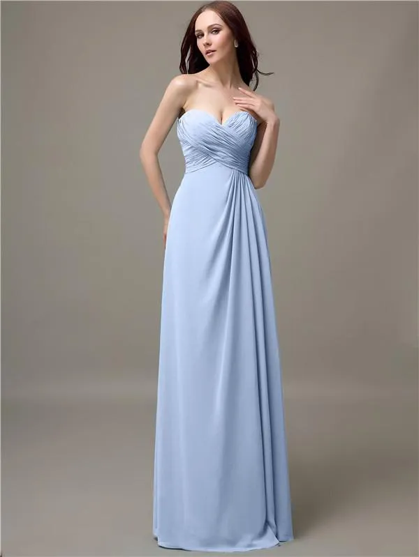 Elegant Sweetheart Chiffon A-line Long Bridesmaid Dresses