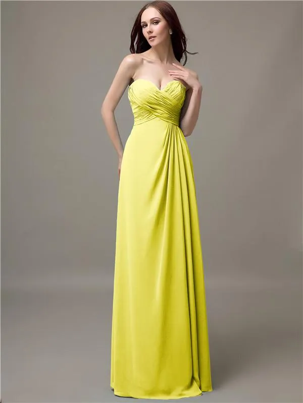 Elegant Sweetheart Chiffon A-line Long Bridesmaid Dresses