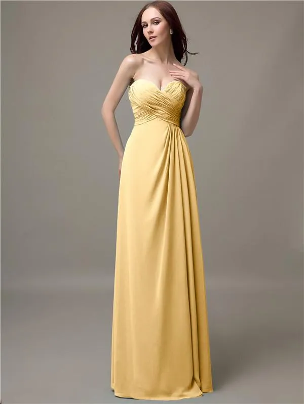 Elegant Sweetheart Chiffon A-line Long Bridesmaid Dresses