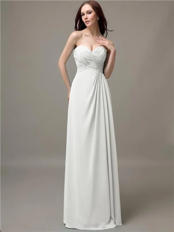 Elegant Sweetheart Chiffon A-line Long Bridesmaid Dresses