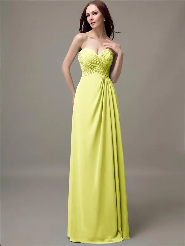 Elegant Sweetheart Chiffon A-line Long Bridesmaid Dresses