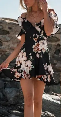 Elegant Women’s Chiffon Mini Dress | Deep V-Neck Loose Summer Style