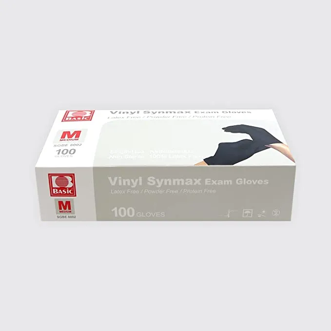 Ever Ready Disposable Vinyl Black Exam Gloves, Powder-Free & Latex-Free Gloves, Size X-Large