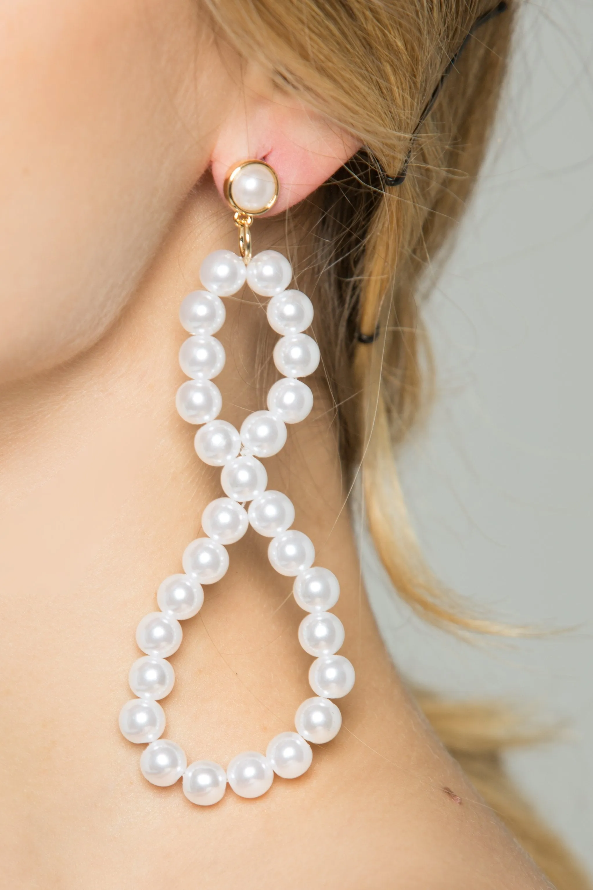 Faux Pearl Infinity Earrings