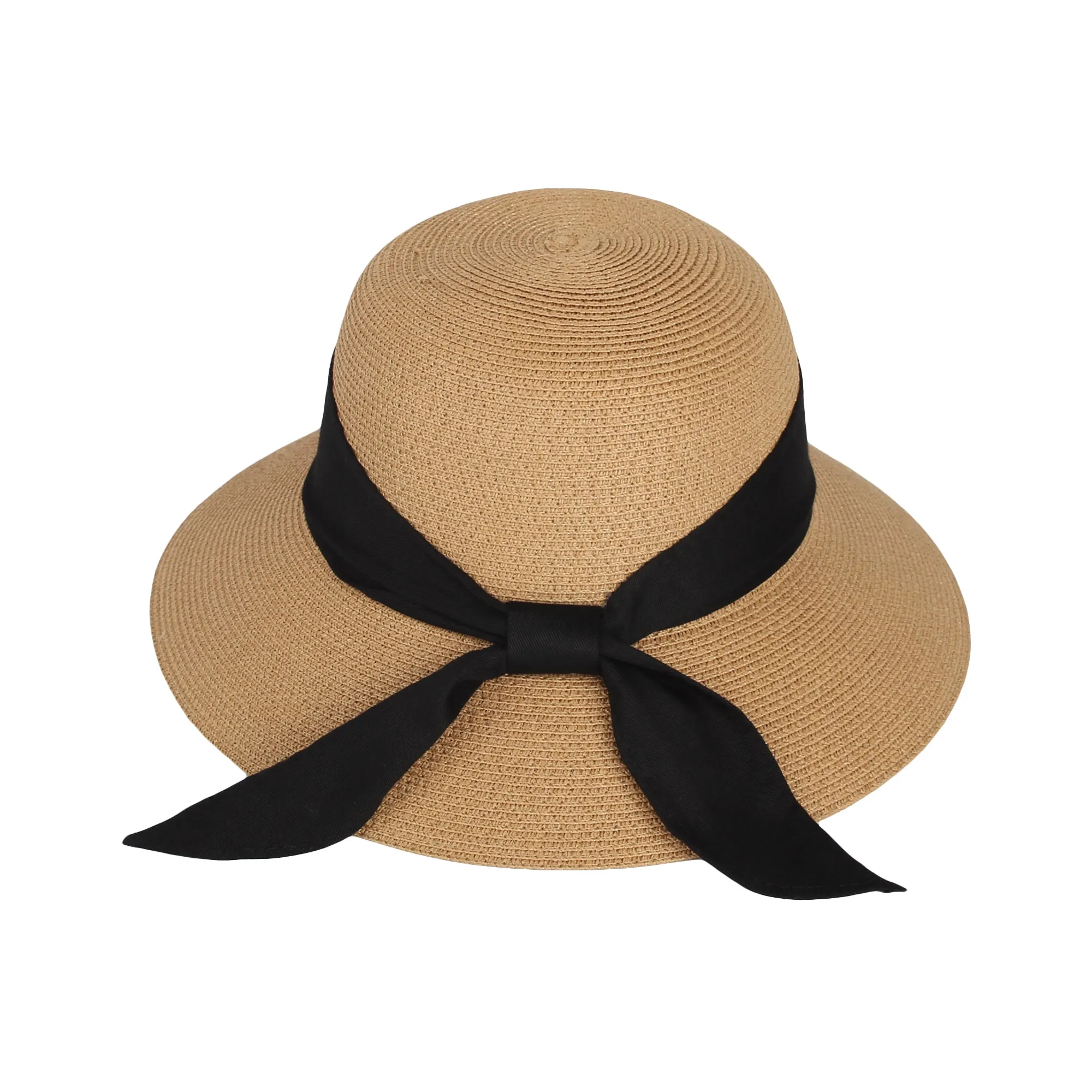 Floppy Summer Beach Sun Hat Paper Straw Ribbon Banded KR91202