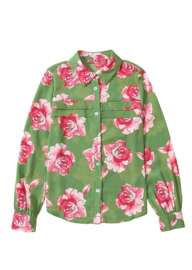 Floral Pleated Puff Sleeve Shirt ~ FINAL SALE